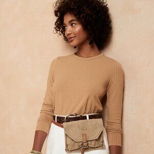 Banana Republic Factory Ribbed Long-Sleeve Crew Neck Top